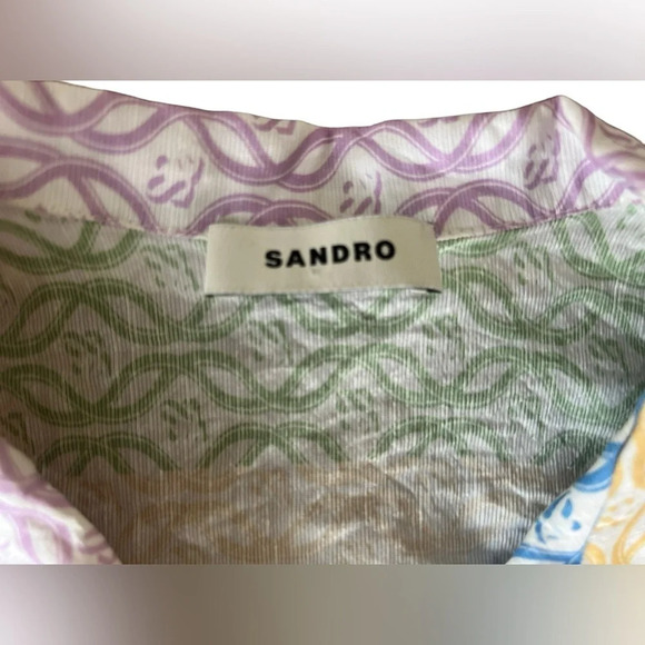 Sandro linen blend crop patched top size 2 in excellent condition - Picture 6 of 10